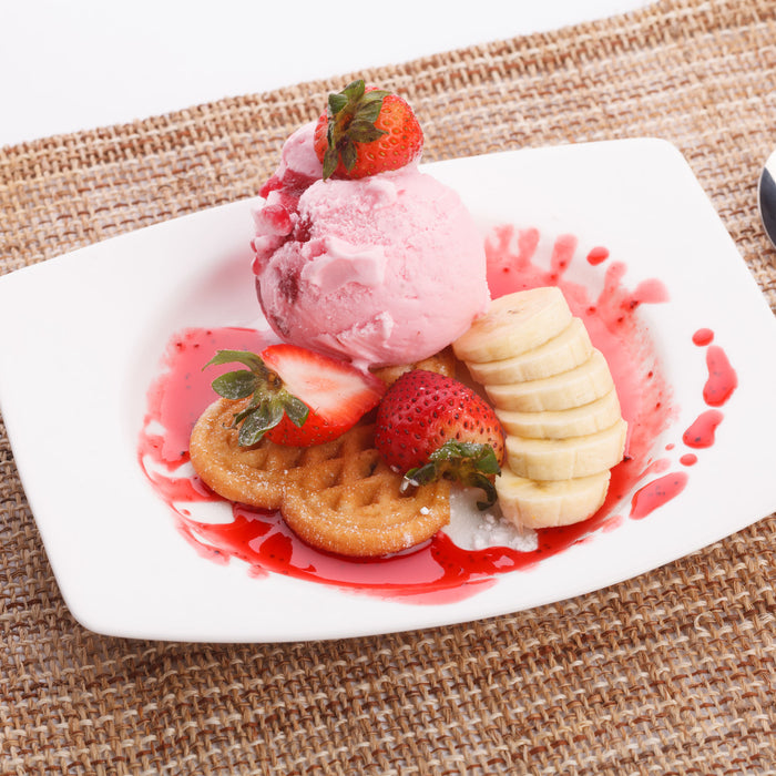 a bowl of banana strawberry ice cream