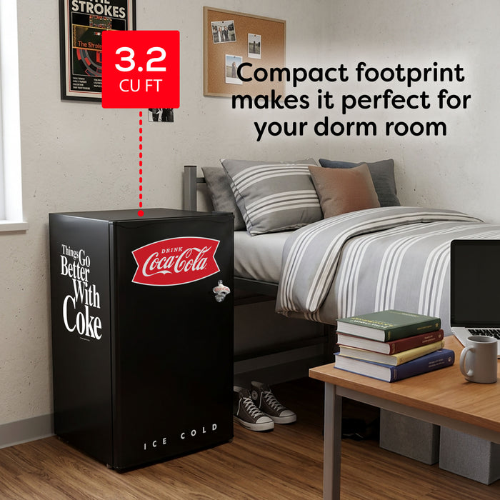 Coke 3.2 Cu. Ft. Refrigerator With Freezer and Bottle Opener