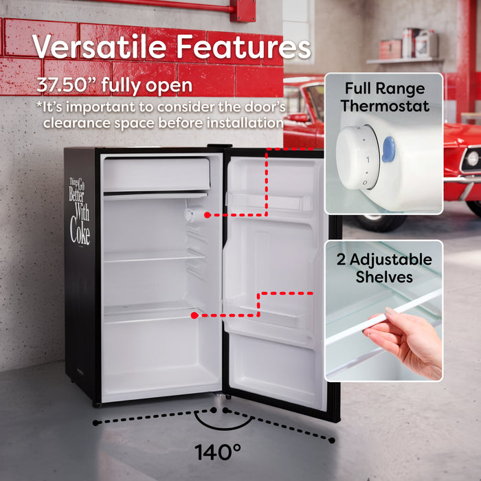 Coke 3.2 Cu. Ft. Refrigerator With Freezer and Bottle Opener