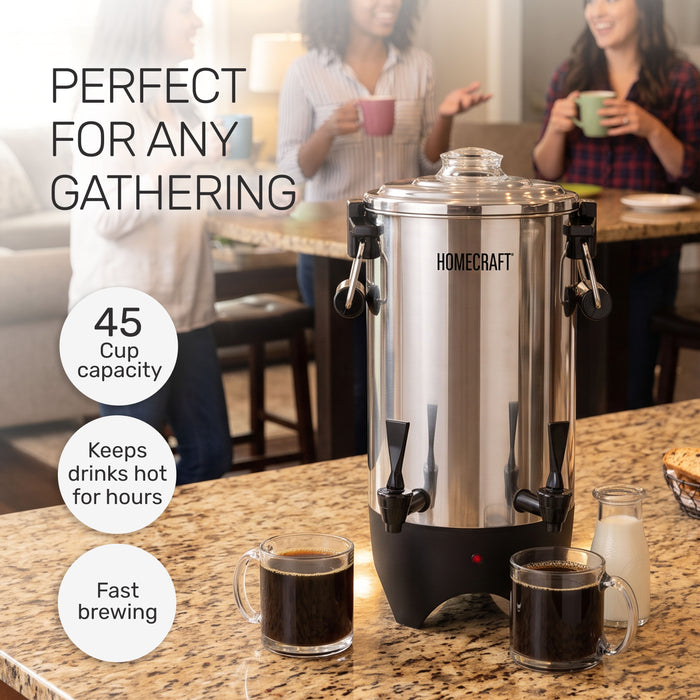 HomeCraft™ Quick-Brewing 1000-Watt Automatic 45-Cup Coffee Urn, Stainless Steel