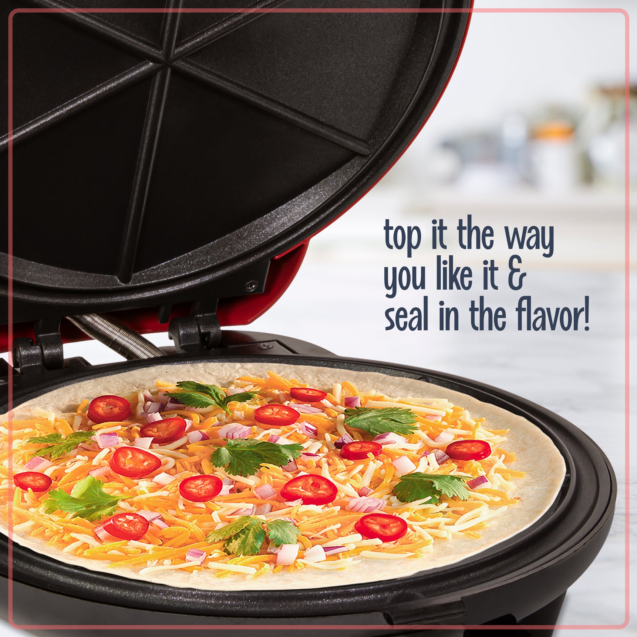 6Wedge Electric Quesadilla Maker with Extra Stuffing Latch — Nostalgia