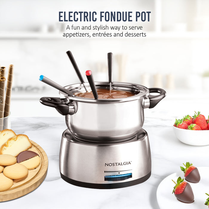 6-Cup Stainless Steel Electric Chocolate & Cheese Fondue Pot