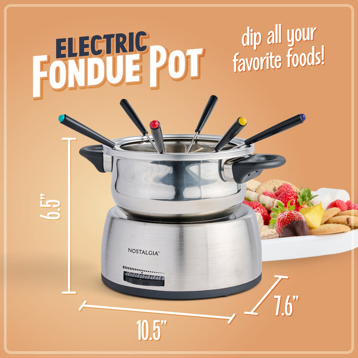 6-Cup Stainless Steel Electric Chocolate & Cheese Fondue Pot