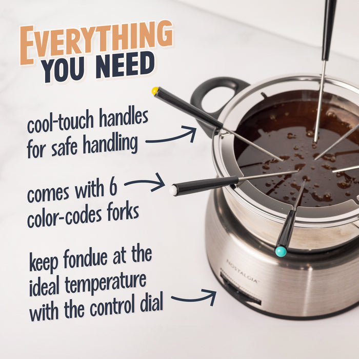 6-Cup Stainless Steel Electric Chocolate & Cheese Fondue Pot