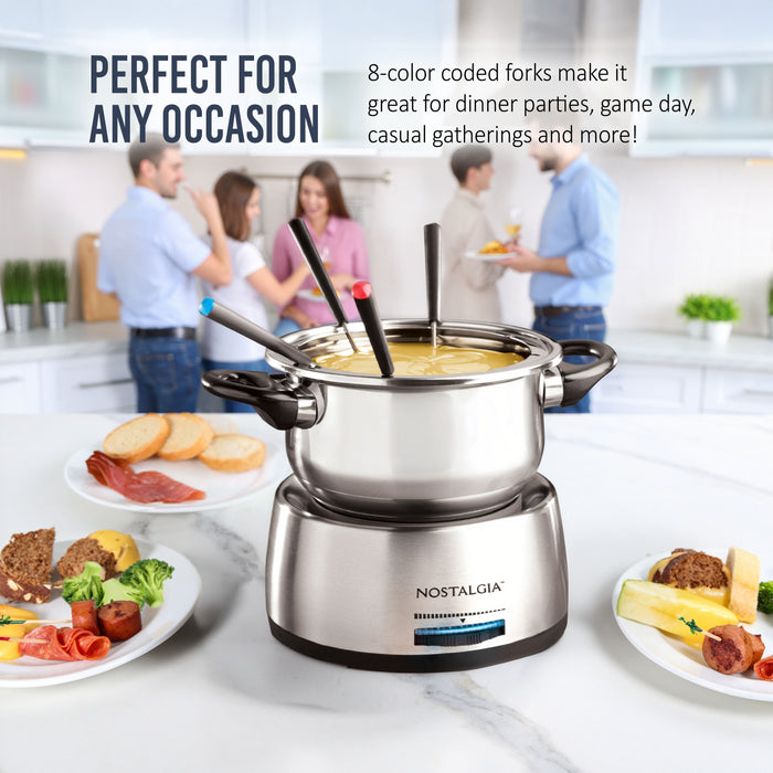 6-Cup Stainless Steel Electric Chocolate & Cheese Fondue Pot