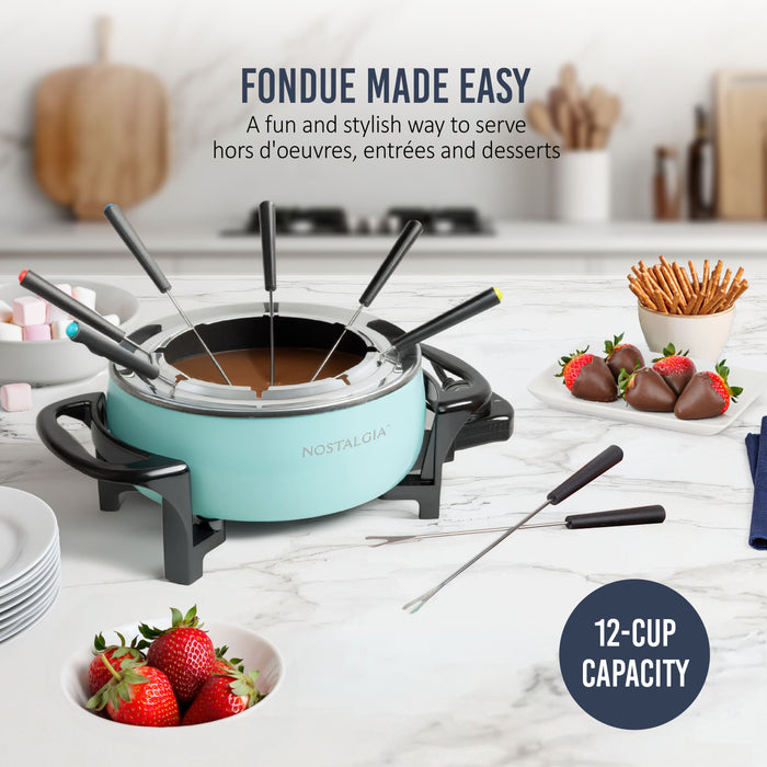 Nostalgia 12-Cup Electric Fondue Pot, Aqua