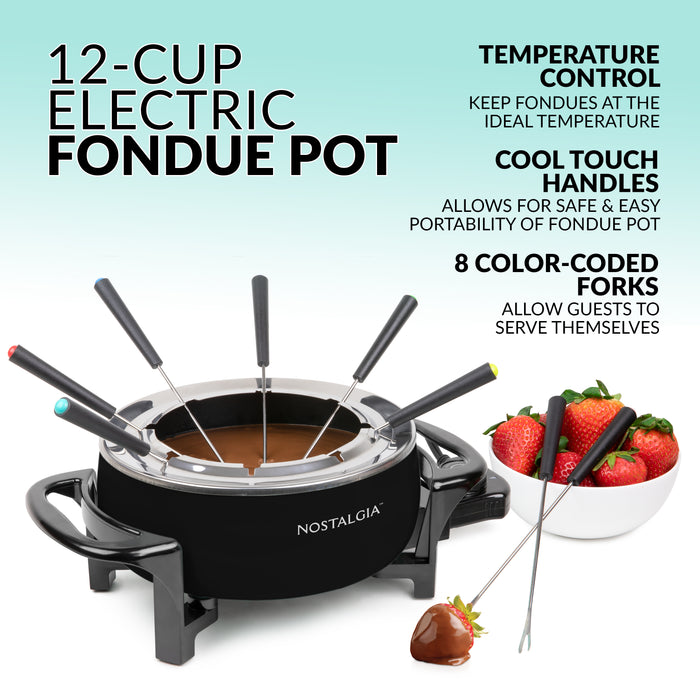 12-Cup Electric Fondue Pot, Black