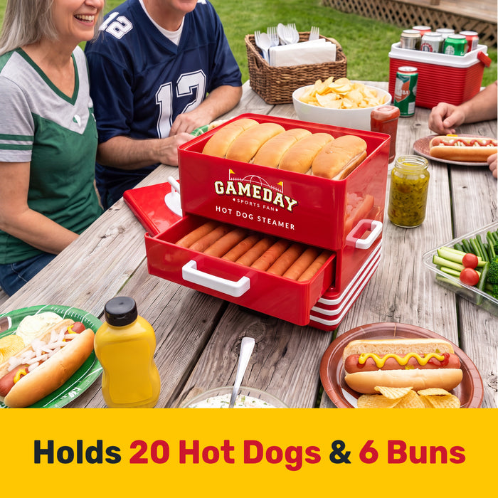 Nostalgia Game Day Hot Dog Steamer and Bun Warmer