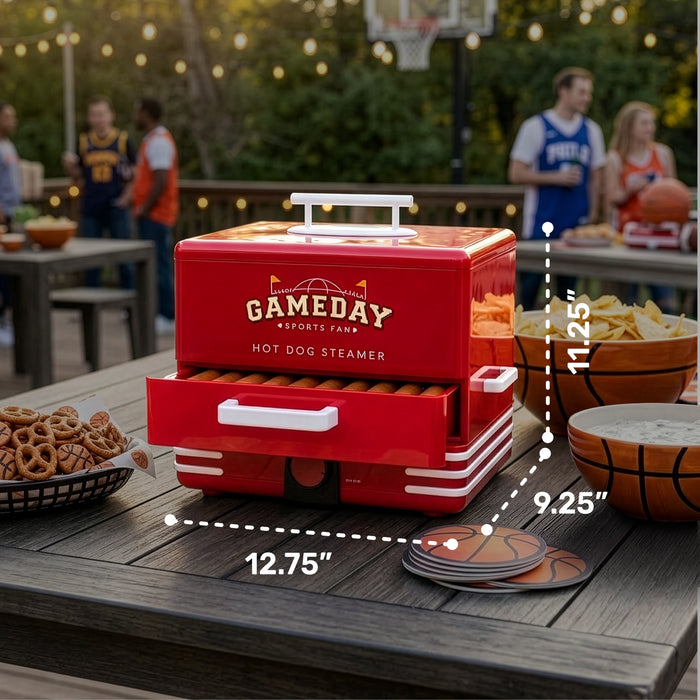 Nostalgia Game Day Hot Dog Steamer and Bun Warmer