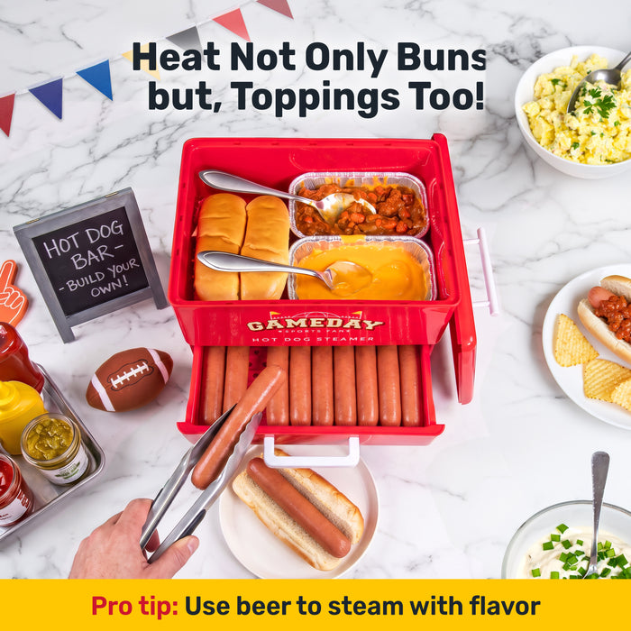 Nostalgia Game Day Hot Dog Steamer and Bun Warmer