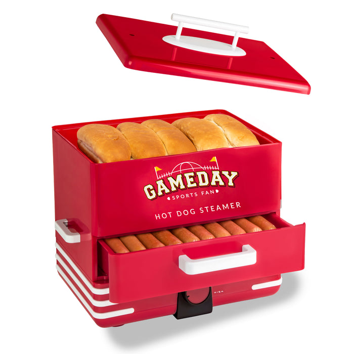 Nostalgia Game Day Hot Dog Steamer and Bun Warmer