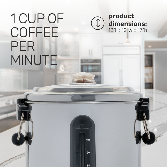 HomeCraft™ Quick-Brewing 1500-Watt Automatic 100-Cup Coffee Urn, Stainless Steel