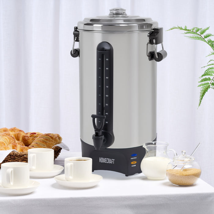 HomeCraft™ Quick-Brewing 1500-Watt Automatic 100-Cup Coffee Urn, Stainless Steel