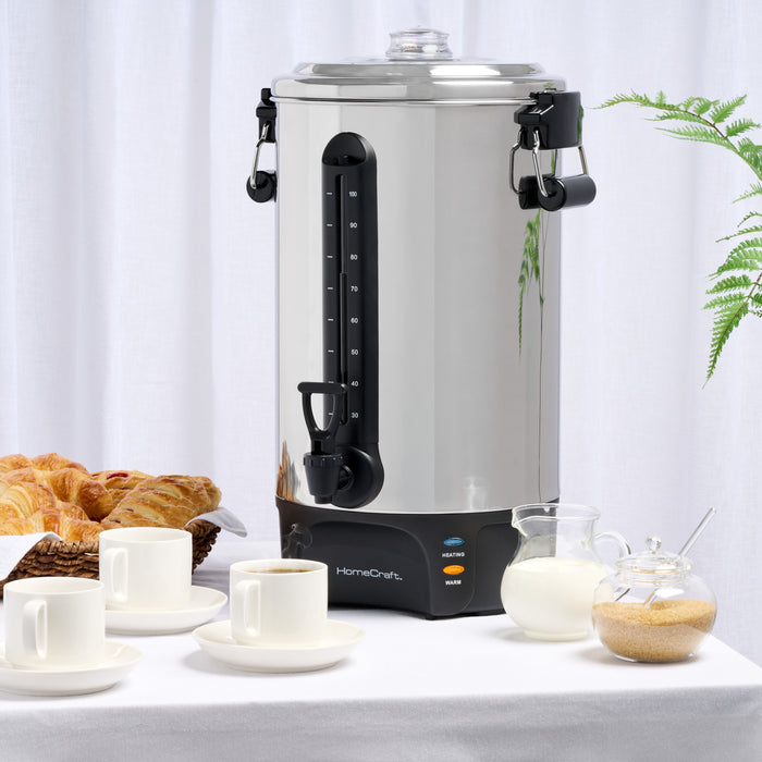 HomeCraft™ Quick-Brewing 1500-Watt Automatic 100-Cup Coffee Urn, Stainless Steel