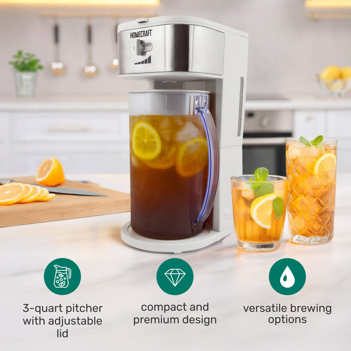 HomeCraft 3-Quart White Café' Ice Tea and Iced Coffee Brewing System