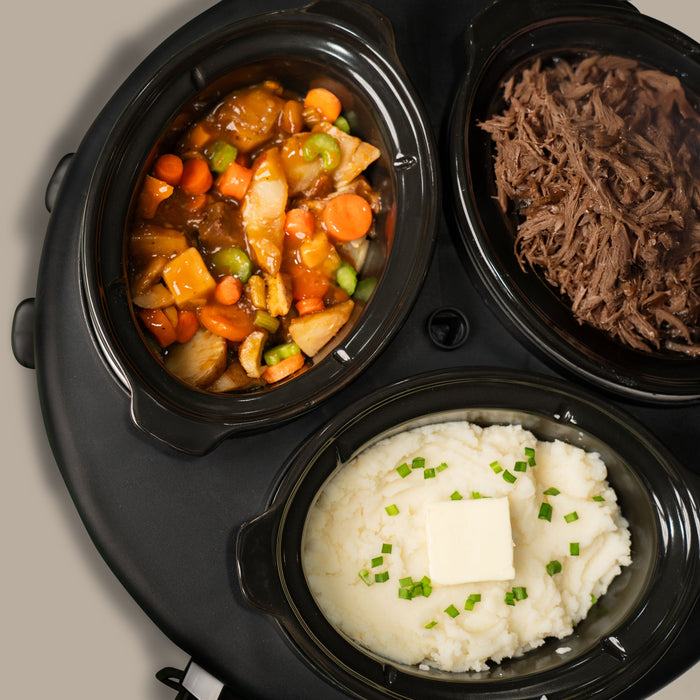 HomeCraft Triple Round Oval 1.5 Quart Stainless Steel Cooker Buffet