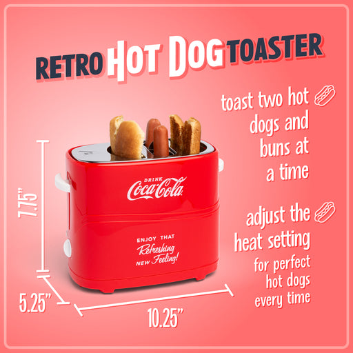 Nostalgia Coca-Cola Pop-Up 2 Hot Dog and Bun Toaster HDT600COKE