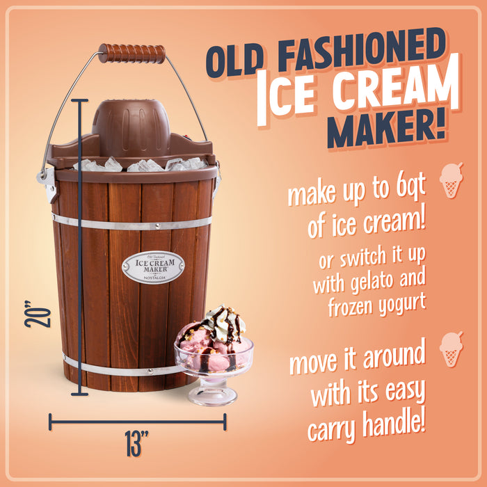 6-Quart Wood Bucket Electric Ice Cream Maker — Nostalgia Products