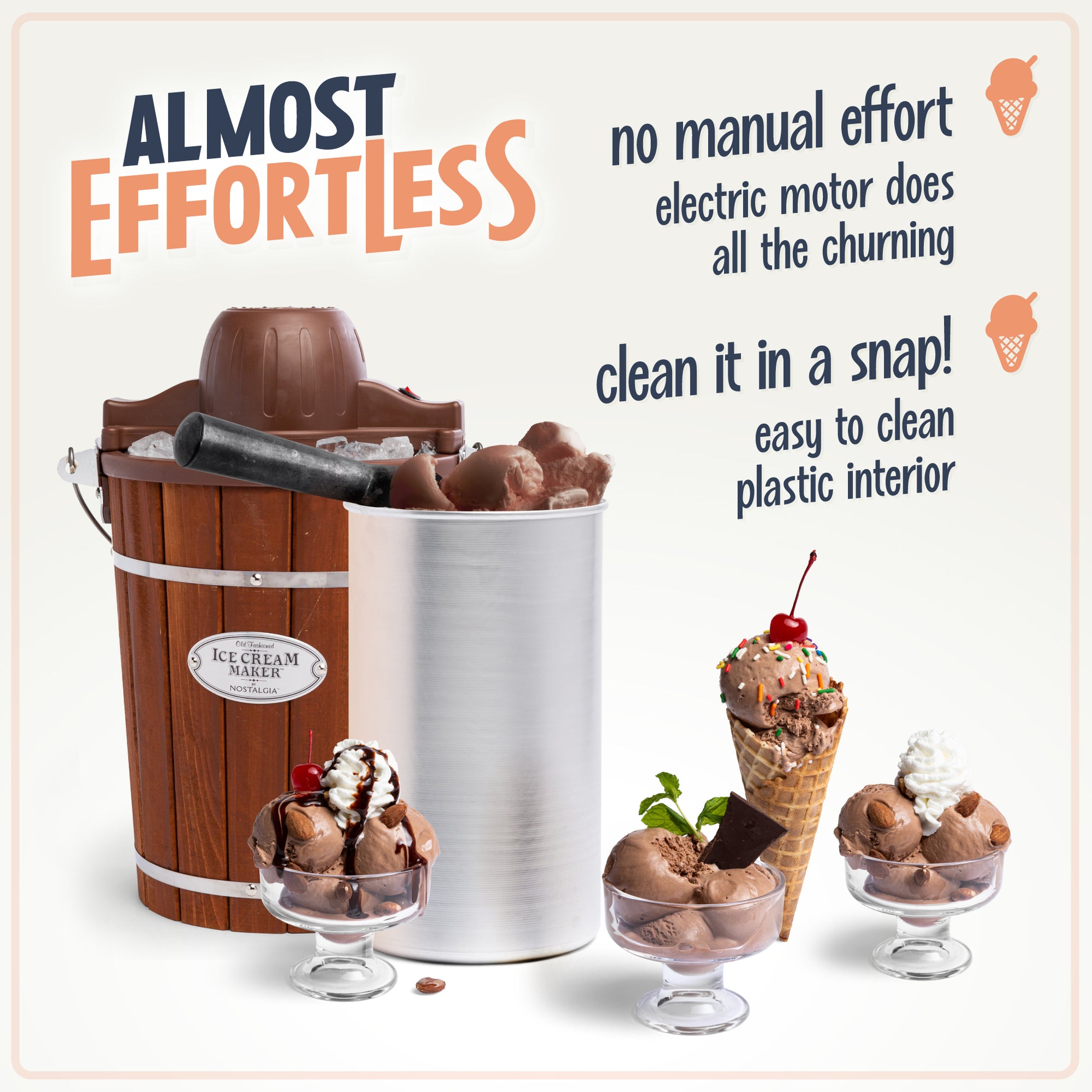 6Quart Wood Bucket Electric Ice Cream Maker — Nostalgia Products