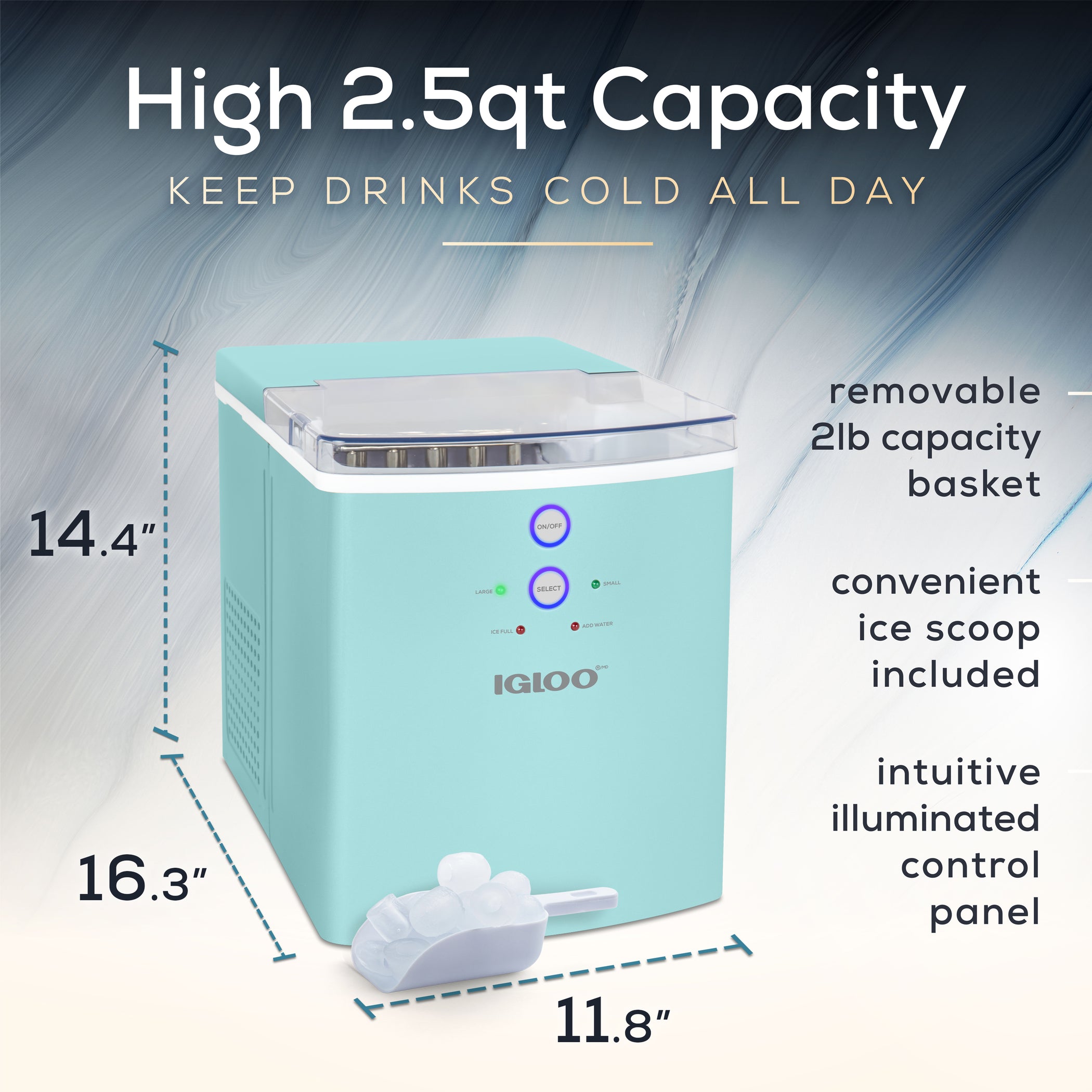 Igloo 33Pound Automatic Portable Countertop Ice Maker Machine, Aqua