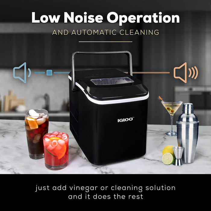 IGLOO® 26-Pound Automatic Self-Cleaning Portable Countertop Ice Maker Machine With Handle, Black
