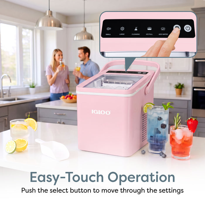 IGLOO® 26-Pound Automatic Self-Cleaning Portable Countertop Ice Maker Machine With Handle, Pink