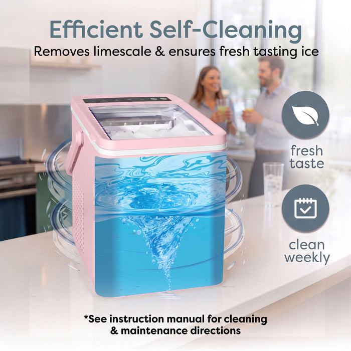 IGLOO® 26-Pound Automatic Self-Cleaning Portable Countertop Ice Maker Machine With Handle, Pink