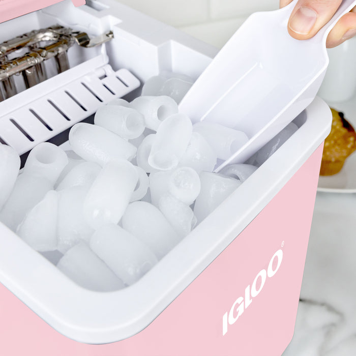 IGLOO® 26-Pound Automatic Self-Cleaning Portable Countertop Ice Maker Machine With Handle, Pink