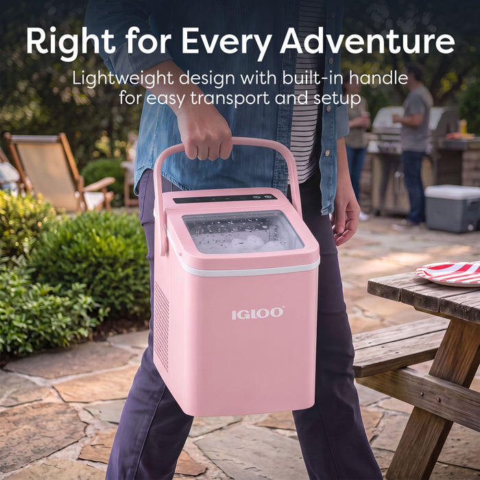 IGLOO® 26-Pound Automatic Self-Cleaning Portable Countertop Ice Maker Machine With Handle, Pink