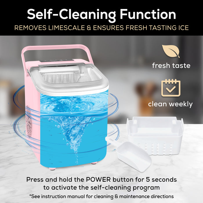 IGLOO® 26-Pound Automatic Self-Cleaning Portable Countertop Ice Maker Machine With Handle, Pink