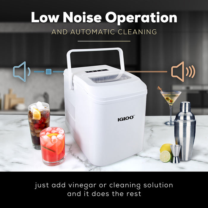 IGLOO® 26-Pound Automatic Self-Cleaning Portable Countertop Ice Maker Machine With Handle, White