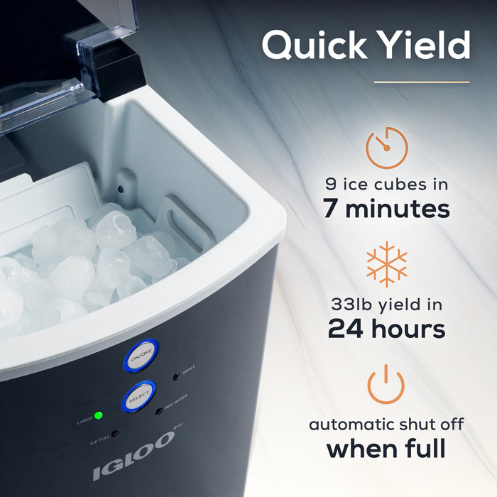 Igloo 33-Pound Automatic Portable Countertop Ice Maker Machine, Black