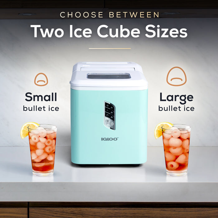 Igloo Automatic Self-Cleaning 26-Pound Ice Maker, Aqua — Nostalgia Products