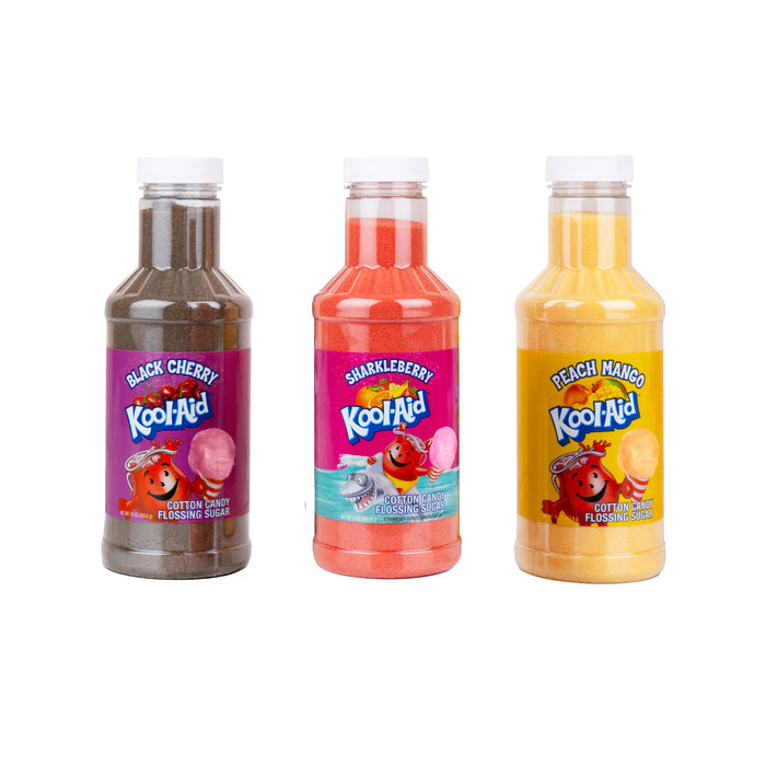 Kool-Aid Cotton Candy Flossing Sugar – Black Cherry, Sharkleberry, Peach Mango – 3 Pack