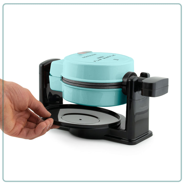 MyMini Flip Belgian Waffle Maker, Aqua