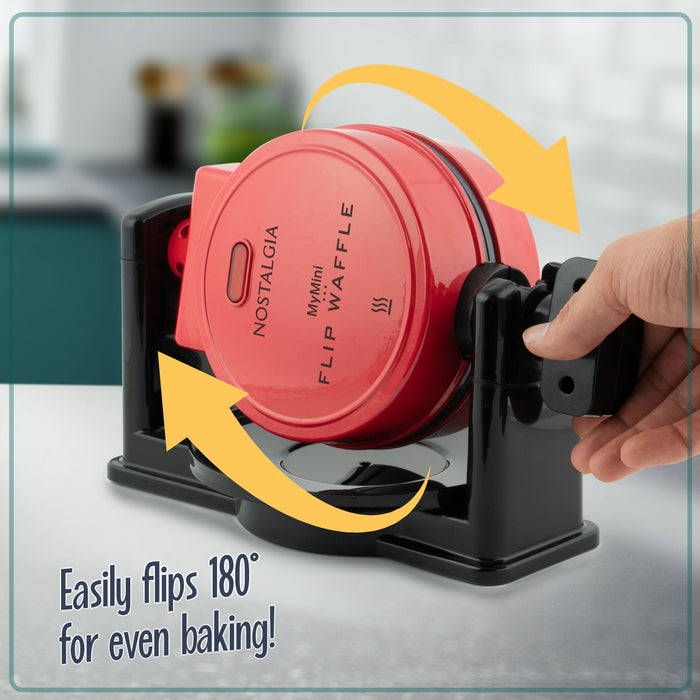 MyMini Flip Belgian Waffle Maker, Red