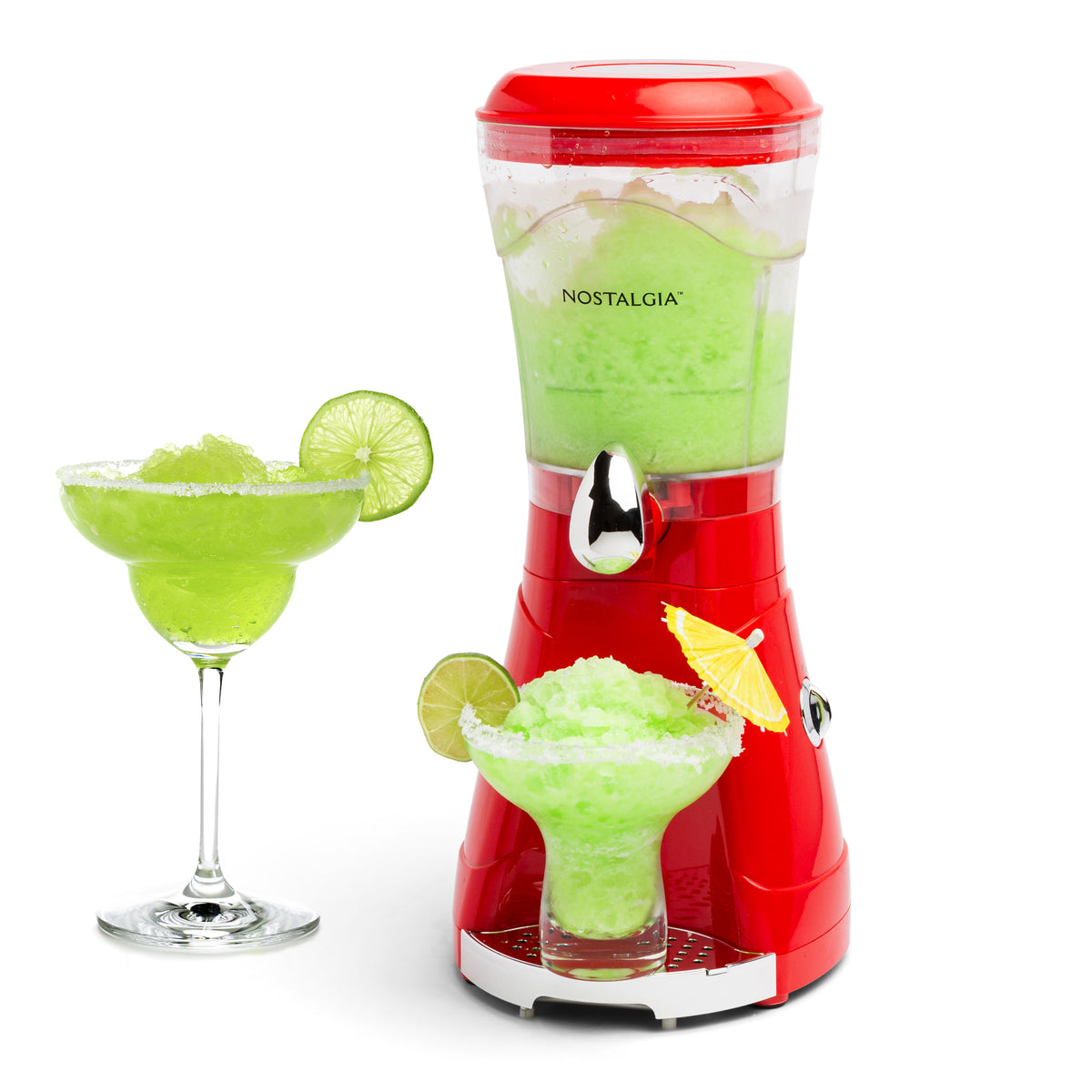 Nostalgia Frozen Drink Maker and Margarita Machine for Home - 128-Ounce  Slushy Maker with Stainless Steel Flow Spout - Easy to Clean and Double