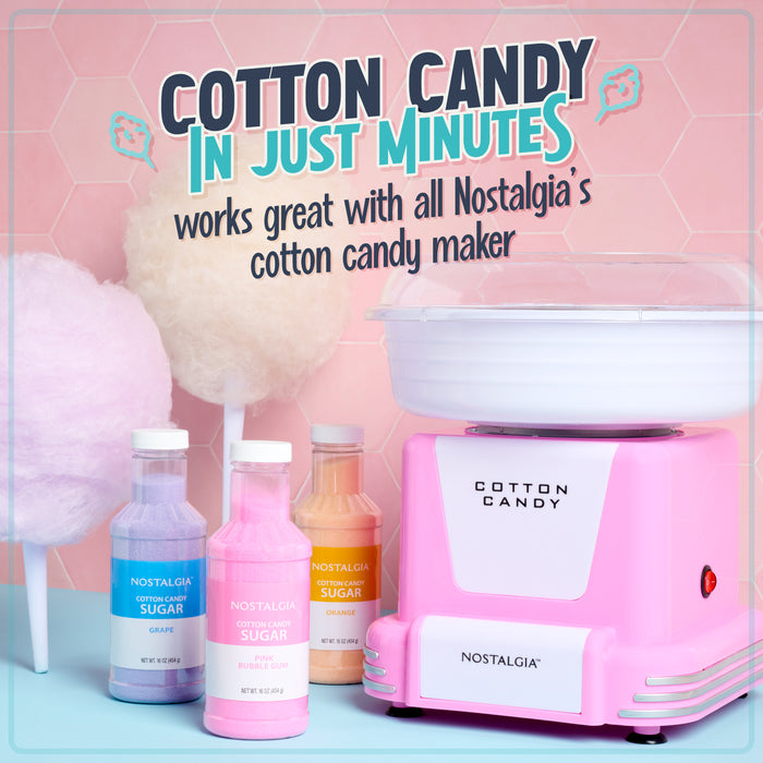 Nostalgia Cotton Candy Flossing Sugar - Grape, Pink Bubble Gum, Orange - 3-Pack