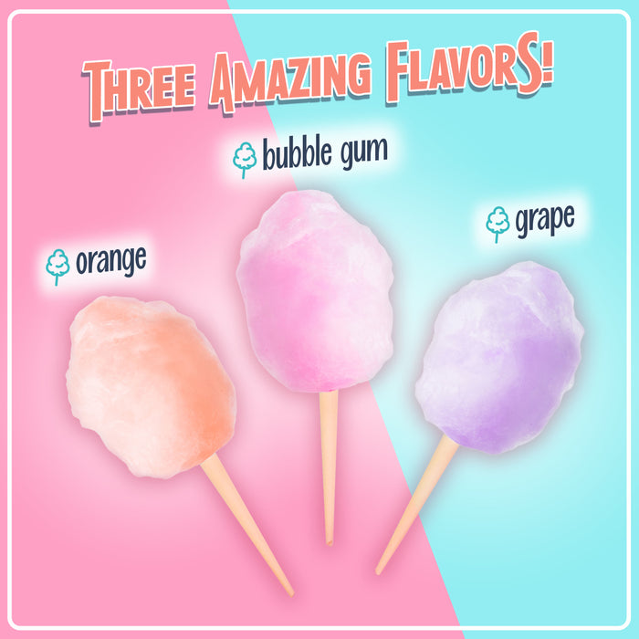 Nostalgia Cotton Candy Flossing Sugar - Grape, Pink Bubble Gum, Orange - 3-Pack