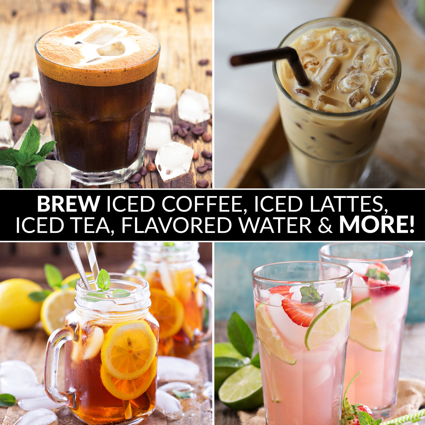 Café' Ice 3-Quart Iced Coffee and Tea Brewing System, Black — Nostalgia ...