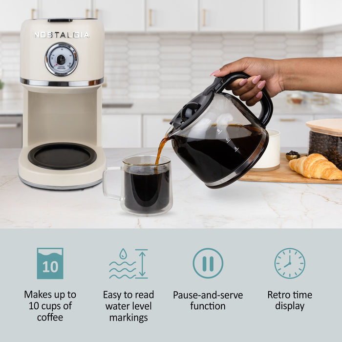 Nostalgia Classic Retro 10 Cup Coffee Maker