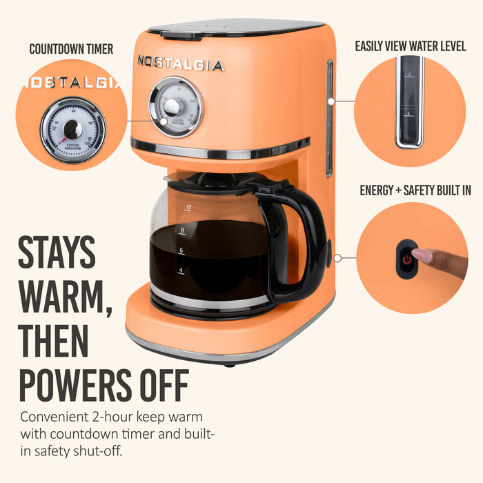 Nostalgia Classic Retro 10 Cup Coffee Maker