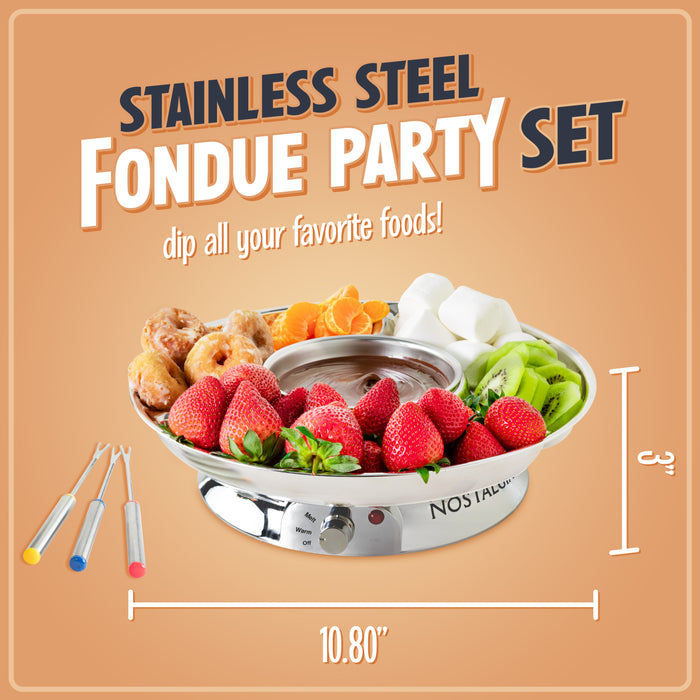 10-Ounce Electric Fondue Party Set, Stainless Steel