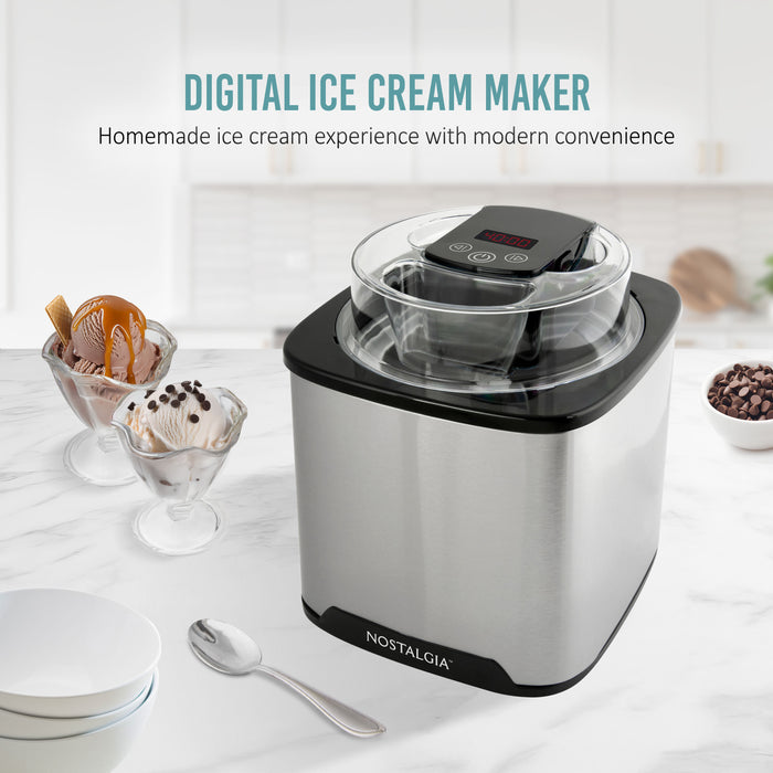 Stainless Steel 2-Quart Digital Ice Cream Maker