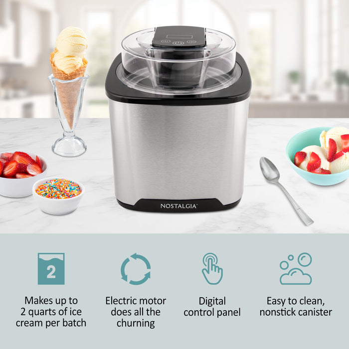 Stainless Steel 2-Quart Digital Ice Cream Maker