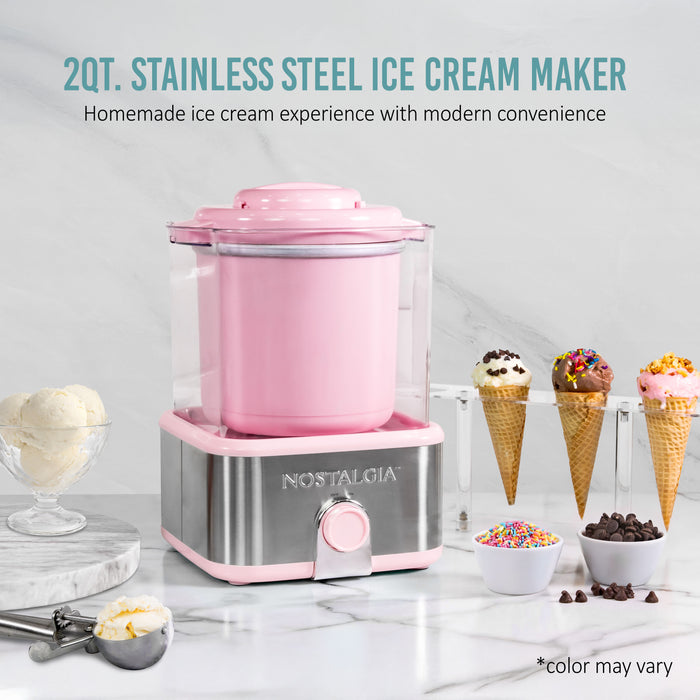 Nostalgia 2 Qt Stainless Steel Ice Cream Maker