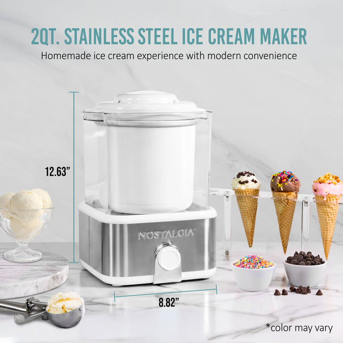 Nostalgia 2 Qt Stainless Steel Ice Cream Maker