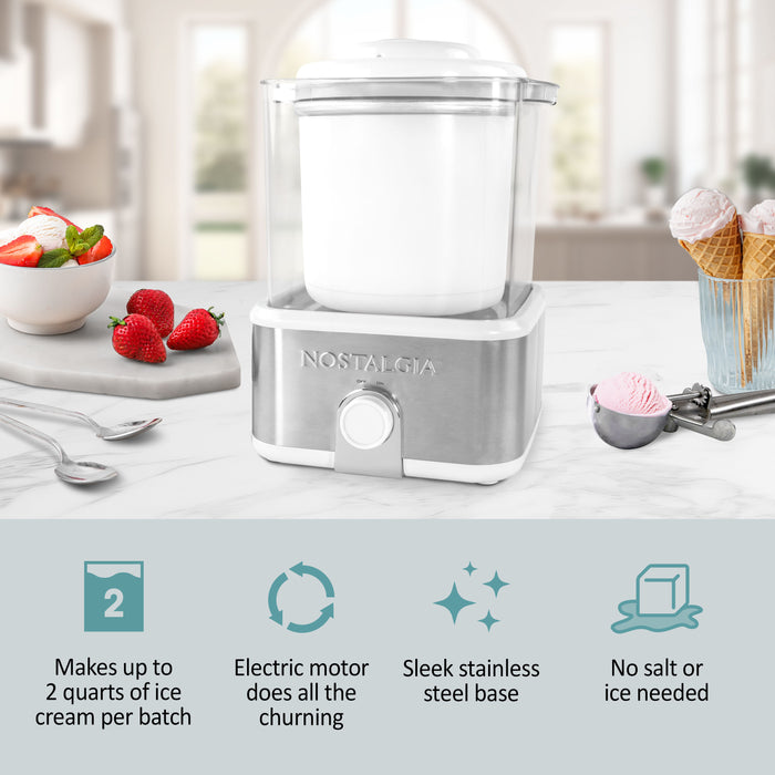 Nostalgia 2 Qt Stainless Steel Ice Cream Maker