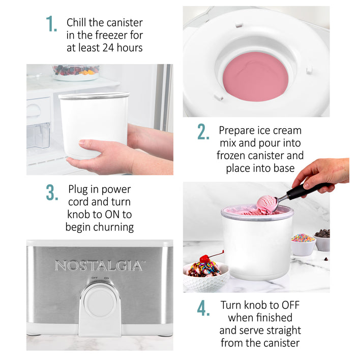 Nostalgia 2 Qt Stainless Steel Ice Cream Maker