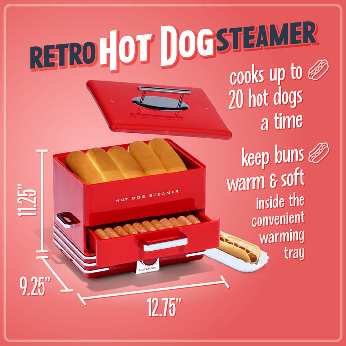Large Diner Style Hot Dog Steamer